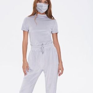 3 piece jogger super soft sweat set - top, joggers and matching mask
